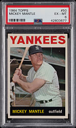 1964 Topps #50 Mickey Mantle PSA EX-MT 6