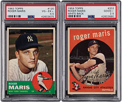 1959 & 1963 Topps PSA Graded Roger Maris Pair