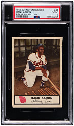 1955 Johnston Cookies Milwaukee Braves #44 Hank Aaron Hand Cut PSA GOOD 2
