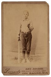 Turn-of-the-Century Leonard's Art Studio Young Baseball Player Cabinet Photo