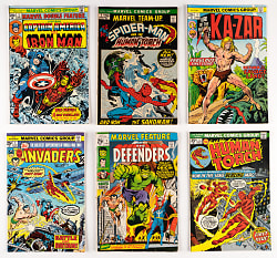 1970s Marvel Super-Hero Comic Treasure Chest Bundle (63) with Marvel Team-Up #1 Spider-Man/Torch & Marvel Feature #1 First Defenders