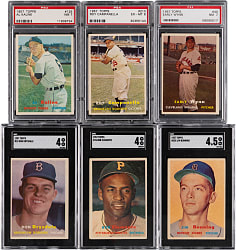 1957 Topps Near Complete Set (394/407) with (13) Graded Hall of Famers & Stars