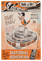 1954 Bob Turley Signed & Inscribed Baltimore Orioles Inaugural Opening Day Program