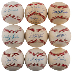 New York Yankees Single-Signed Baseballs (16) with Catfish Hunter, Bobby Richardson Stat Ball & Billy Martin