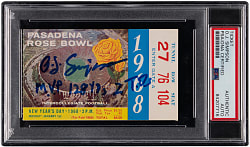 O.J. Simpson Signed and Inscribed 1968 Rose Bowl Ticket Stub from USC Trojans National Championship Win - PSA Authentic