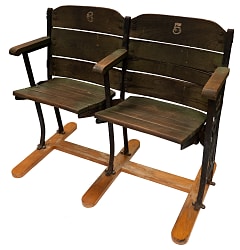 1915-1952 Braves Field Original Stadium Seat Double with Rare B.N.L.C. Logo End - Exceedingly Rare