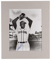 Satchel Paige Signed Matted Black & White Photograph