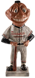 1950s Gibbs-Connor Exceedingly Rare Milwaukee Braves 25” Porcelain Mascot Point-of-Sale Promotional Statue
