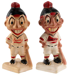 1940s Stanford Pottery Boston Braves Mascot Statue & Bank Pair