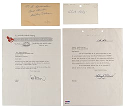 Pre-War Hall of Fame Signed Quartet with Cochrane, Hafey, Greenberg, Waner