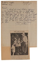 1948 Joe Jackson Most Thrilling Experience Letter with 1917 World Series Content Written and Signed by Wife Katie Wynn Jackson - JSA LOA