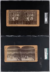 Circa 1890s John L. Sullivan Stereoview SGC Graded Pair