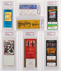 1982-1996 Heavyweight Boxing PSA Graded Full Tickets (6) with Evander Holyfield vs. Mike Tyson PSA NM-MT 8