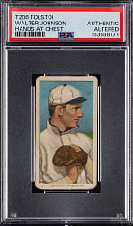1909-1911 T206 White Border Walter Johnson Hands at Chest PSA Authentic-Altered - Tolstoi Back