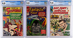 1964-1967 CGC Graded Marvel Comics (3) with Tales of Suspense #52 First Black Widow 4.0, Fantastic Four #57 5.5 & Sgt. Fury #49 9.4