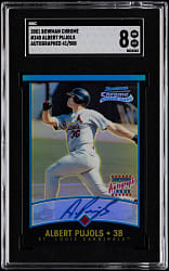 2001 Bowman Chrome #340 Albert Pujols Autograph Rookie Refractor #/500 SGC NM/MT 8