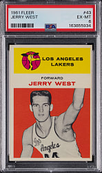 1961-1962 Fleer Basketball #43 Jerry West Rookie PSA EX-MT 6