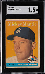 1958 Topps #150 Mickey Mantle SGC FAIR 1.5