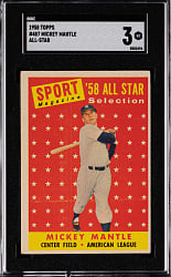 1958 Topps #487 Mickey Mantle All-Star SGC VG 3