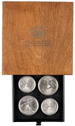 1976 Royal Canadian Mint Montreal Olympics Sterling Silver Coin Near Complete Set (27/28) in Co-Sponsorship Recognition Chest