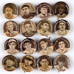 1910-1912 P2 Sweet Caporal Pins Collection (16) with (3) Hall of Famers Including Walter Johnson & Cy Young