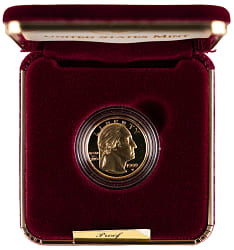 1999 George Washington Bicentennial Commemorative $5 Gold Proof Coin in Presentation Case