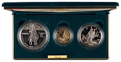1992 Columbus Quincentenary Commemorative Coin Proof Set (3) with $5 Gold Coin in Presentation Case