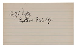 Hugh Duffy Signed Index Card with Boston Red Sox Inscription - Full JSA LOA