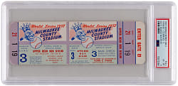 1957 World Series Game 3 Full Ticket - Milwaukee Braves vs. New York Yankees - Mickey Mantle World Series Home Run #9 - PSA EX-MT 6