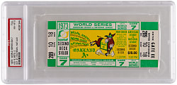 1973 World Series Game 7 Clincher Full Ticket - Oakland Athletics vs. New York Mets - Reggie Jackson 1st World Series Home Run & MVP! - PSA NM-MT 8