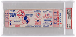 1963 New York Yankees vs. Los Angeles Dodgers World Series Game 2 Full Ticket PSA EX-MT 6