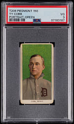 1909-1911 T206 White Border Ty Cobb Green Portrait PSA VG 3