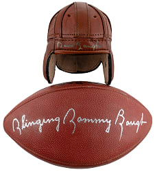 Sammy Baugh Signed Football (Inscribed) & Leather Mini-Helmet Pair - Individually Certified