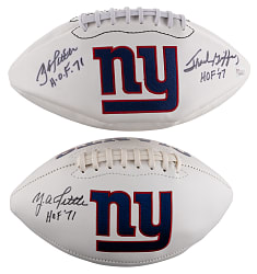 Signed Football & Panel Collection (8) with (2) Graham, (2) Tittle & Gifford