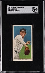 1909-1911 T206 White Border Hal Chase Throwing, Dark Cap SGC EX 5