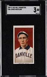 1909-1911 T206 White Border James Westlake Southern Leaguer SGC VG 3 - Old Mill Back