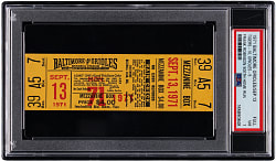 September 13, 1971 Frank Robinson 500th Home Run Full Ticket - PSA NM 7