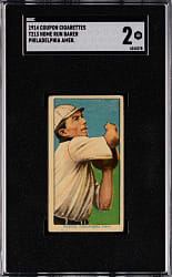 1914 T213-2 Coupon Cigarettes Home Run Baker, Philadelphia Amer. SGC GOOD 2
