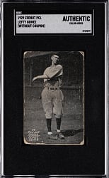 1929 Zeenut Pacific Coast League Lefty Gomez SGC Authentic - Color Added