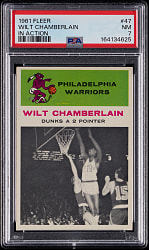 1961-1962 Fleer Basketball #47 Wilt Chamberlain In Action PSA NM 7