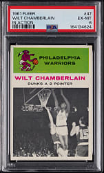 1961-1962 Fleer Basketball #47 Wilt Chamberlain In Action PSA EX-MT 6