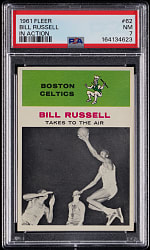 1961 Fleer Basketball #62 Bill Russell In Action PSA NM 7