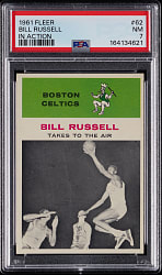 1961-1962 Fleer Basketball #62 Bill Russell In Action PSA NM 7