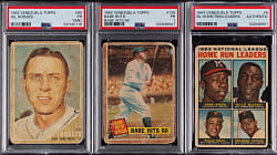 1962 & 1964 Topps Venezuelan Hall of Fame PSA Graded Trio with Aaron, Hodges & Ruth