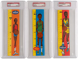 1969-1970 Topps Basketball Rulers PSA EX 5 Graded Trio with Wilt Chamberlain