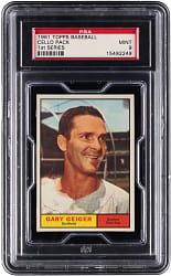 1961 Topps 1st Series Unopened Cello Pack PSA MINT 9 with #44 Mickey Mantle/Roger Maris LL