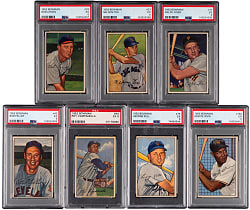 1952 Bowman Hall of Fame PSA EX 5 Graded Group (7) with Roy Campanella & Bob Feller