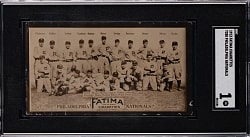 1913 T200 Fatima Team Card Philadelphia Nationals with Grover Alexander and Eppa Rixey SGC POOR 1