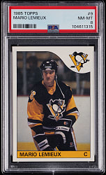 1985-1986 Topps Hockey #9 Mario Lemieux Rookie PSA NM-MT 8