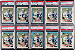 1989 Topps Traded Football #70 Troy Aikman Rookie PSA GEM MINT 10 Graded Collection (10)